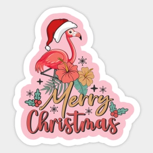 Pink Flamingo Merry Christmas 2023 Sticker